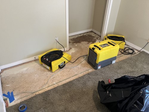 drying fans and dehumidifier set in Boise, ID home after Water Damage
