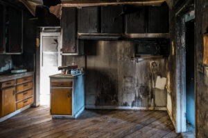 Interior,Of,A,Home,Damaged,By,Fire. Looking for fire repair contractors near me